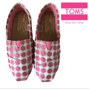 Toms Shoes Pink / Silver Polka Dot Espadrilles